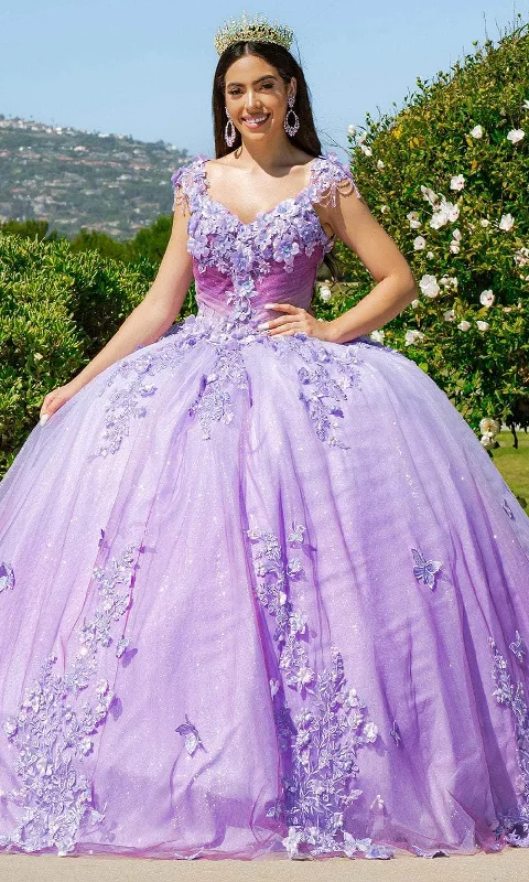 Price Rollback Cinderella Couture 8088J - 3D Floral Embellished Cap Sleeve Ballgown