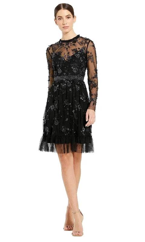 Weekend Flash Sale Mac Duggal 9140 - Embellished Long Sleeve Cocktail Dress