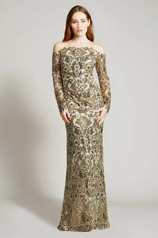Exclusive Online Offer Tadashi Shoji ATV18234L - Paillette Embroidered Sheath Prom Gown