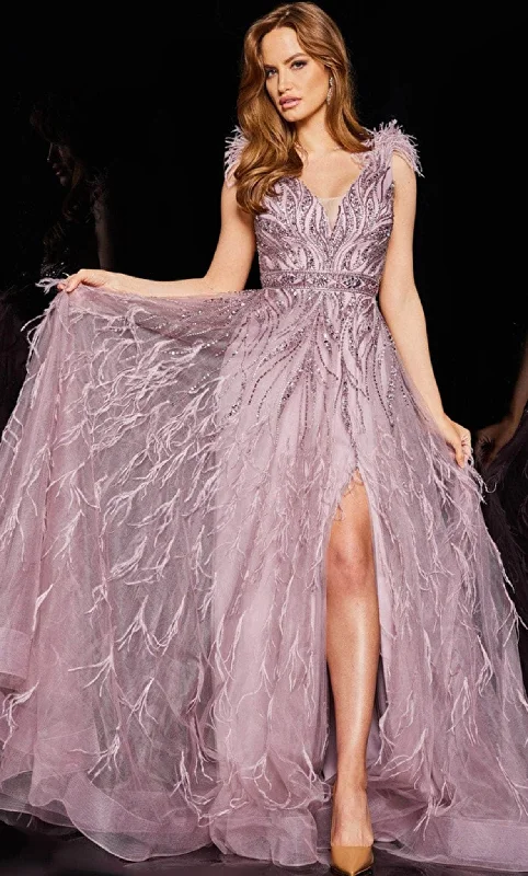 Price Slash Jovani 24000 - Fringed Illusion A-line Gown
