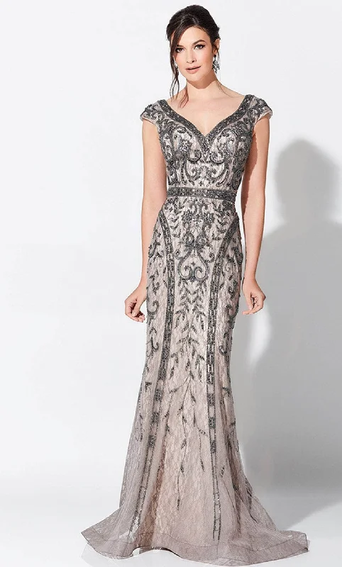 Discount Deals Ivonne D 119D42W - Cap Sleeve V-Neck Evening Dress