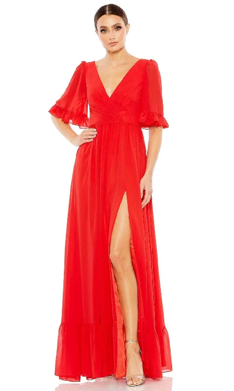 Bargain Blast Ieena Duggal 55867 - Ruffled Hem Flounce Sleeve Evening Gown