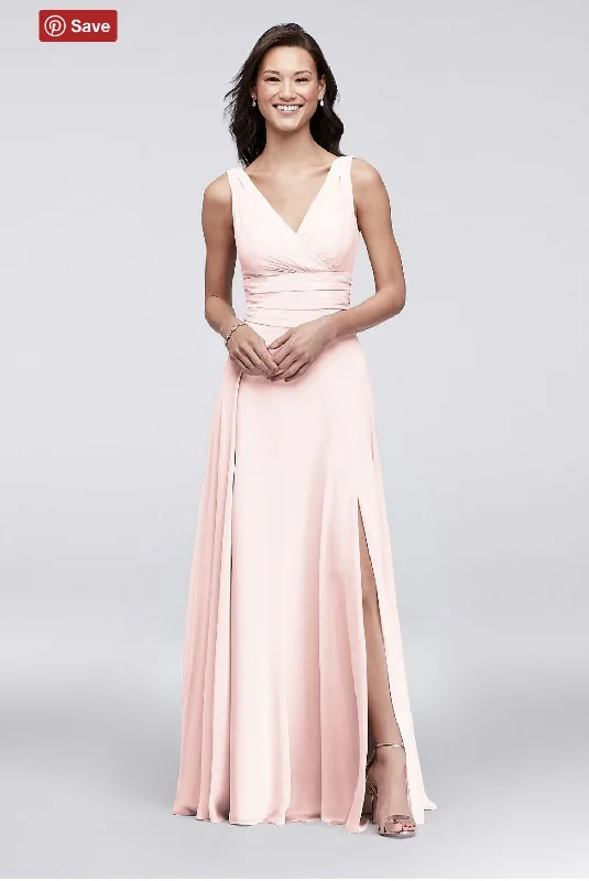 Bargain Prices David's Bridal SURPLICE TANK LONG CHIFFON BRIDESMAID DRESS/F19831