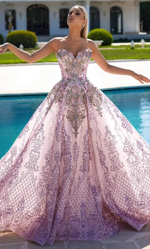 Reduced Prices Portia and Scarlett PS23944 - Intricately Patterned A-line Strapless Gown
