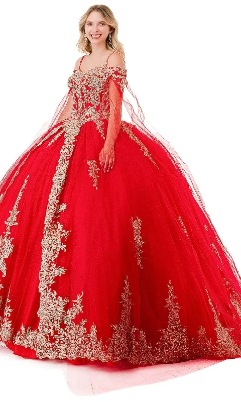 Fantastic Offers Trevi Collection L2839C - Embroidered Cold Shoulder Ballgown