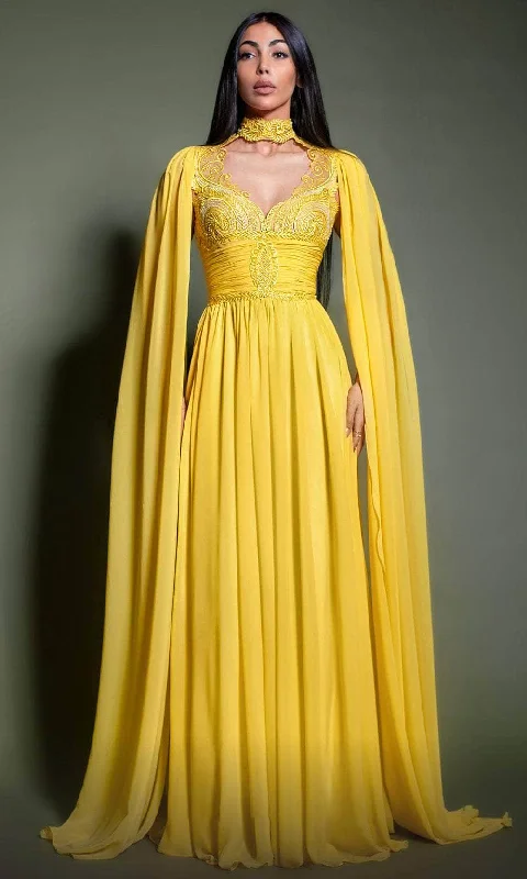 Special Buy MNM Couture K4195 - Embroidered High Neck Evening Dress