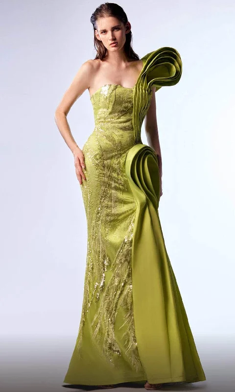 Extra Discounts MNM Couture G1712 - Draped One Shoulder Long Gown