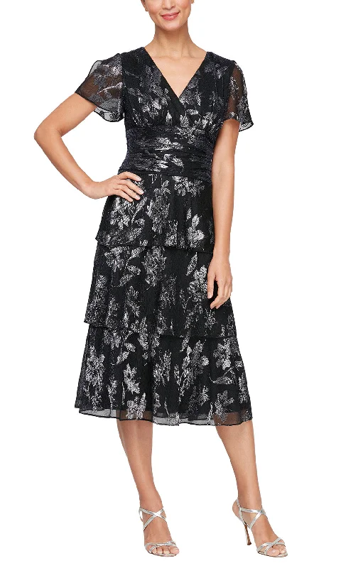 Value Deals SLNY 9155206 - Surplice V-Neck Printed Evening Dress