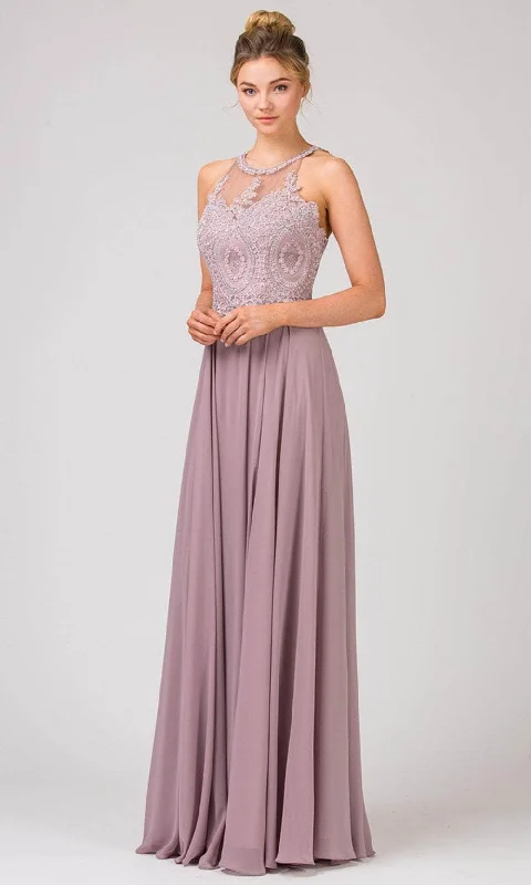 Daily Specials Eureka Fashion 9106 - Embroidered Jewel Neck Prom Dress