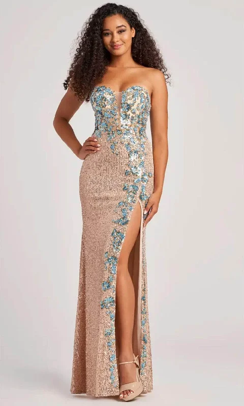Closeout Colette By Daphne CL5211 - Strapless Stretch Lace Prom Dress