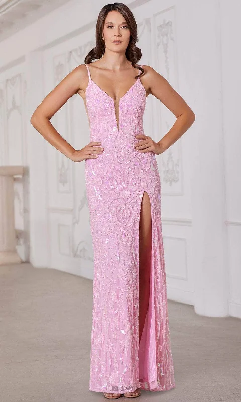 Must-Have Deals SCALA 80106 - Plunging Neckline Beaded Evening Dress