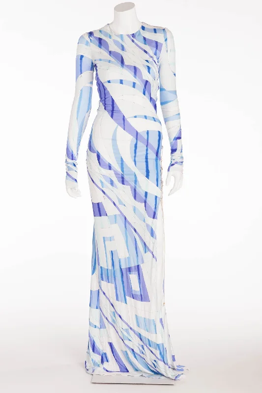 Online Specials Emillio Pucci - Editorial, As Seen on 2011 Runway Collection and Gwyenth Paltrow - New With Tags Multi Color Long Sleeve Dress - IT 42