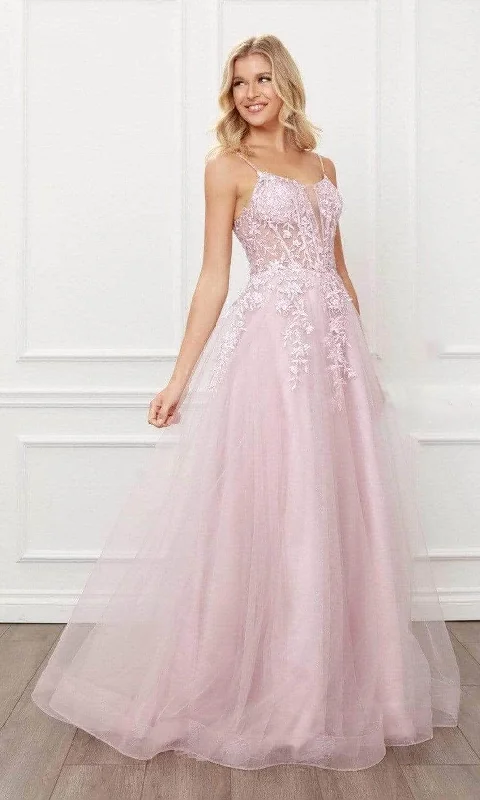 Big Savings Nox Anabel T449 - Embroidered Illusion Scoop Prom Dress