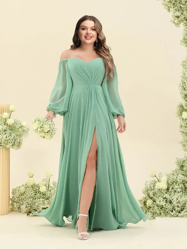 Markdowns A-Line/Princess Sweetheart Floor-Length Long Plus Size Bridesmaid Dresses with Split Side & Ruffles Markdowns A-Line/Princess Sweetheart Floor-Length Long Plus Size Bridesmaid Dresses with Split Side & Ruffles