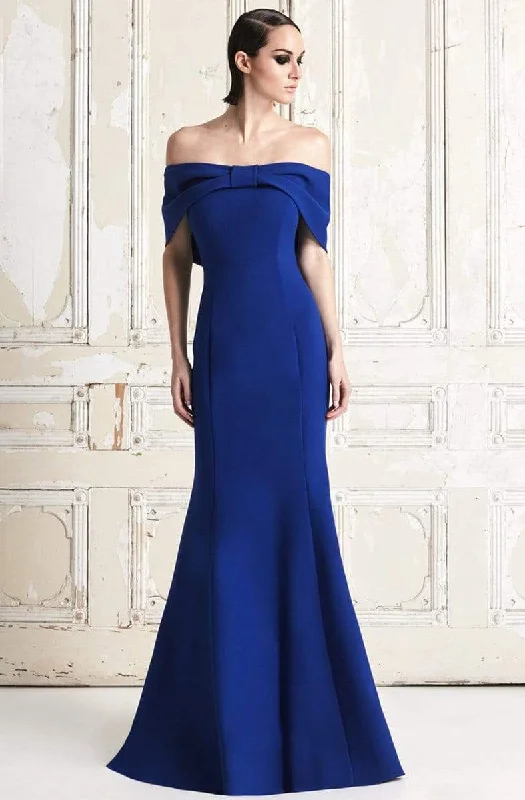 Low Prices Alexander by Daymor - 767 Draping Ribbon Paneled Off Shoulder Gown