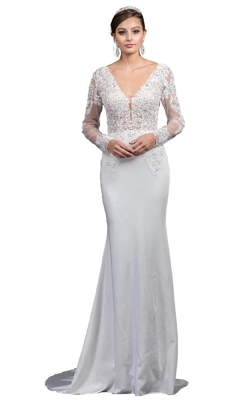 Anniversary Sale Dancing Queen 0052 - Embroidered Low V-Back Wedding Gown