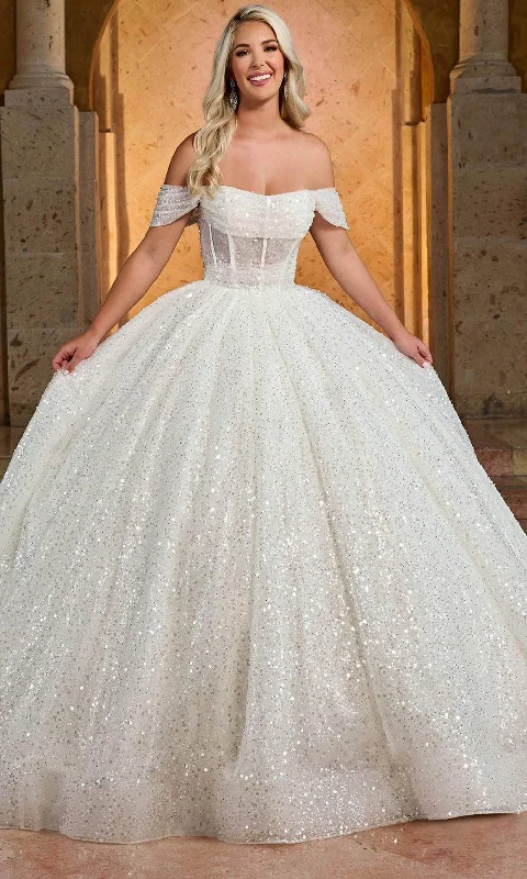 Year-End Clearance Rachel Allan RB6134 - Off-Shoulder Beaded Tulle Gown
