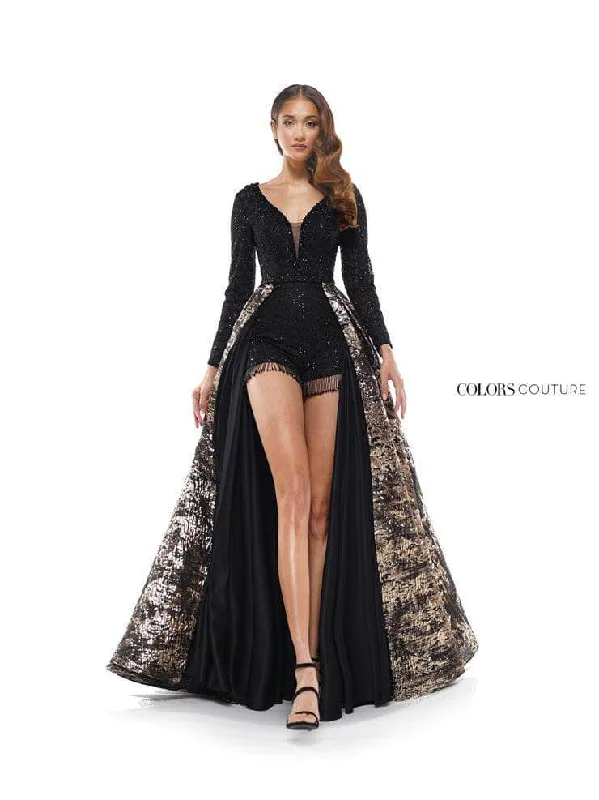 Price Buster Colors Dress J130 - Long Sleeve Romper with Overskirt