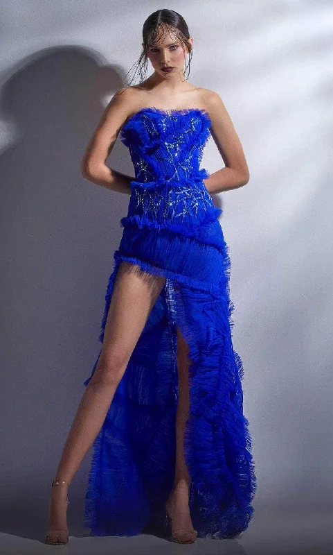 Instant Discount MNM COUTURE G1292 - Ruffled Beaded Prom Gown