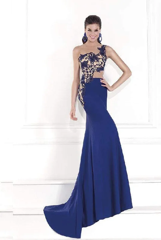 TIME-Limited Offer Tarik Ediz - One Shoulder Illusion Beaded Gown 92541