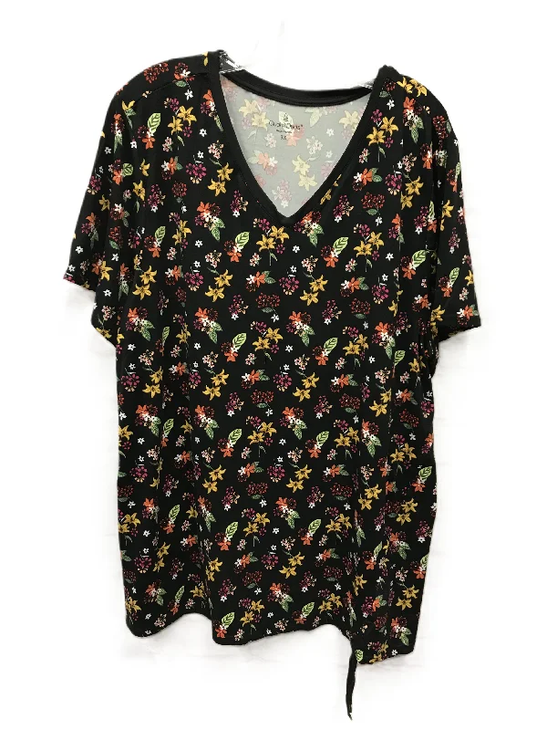 Exclusive Savings Black Top Short Sleeve Basic By Cuddl Duds, Size: 3x
