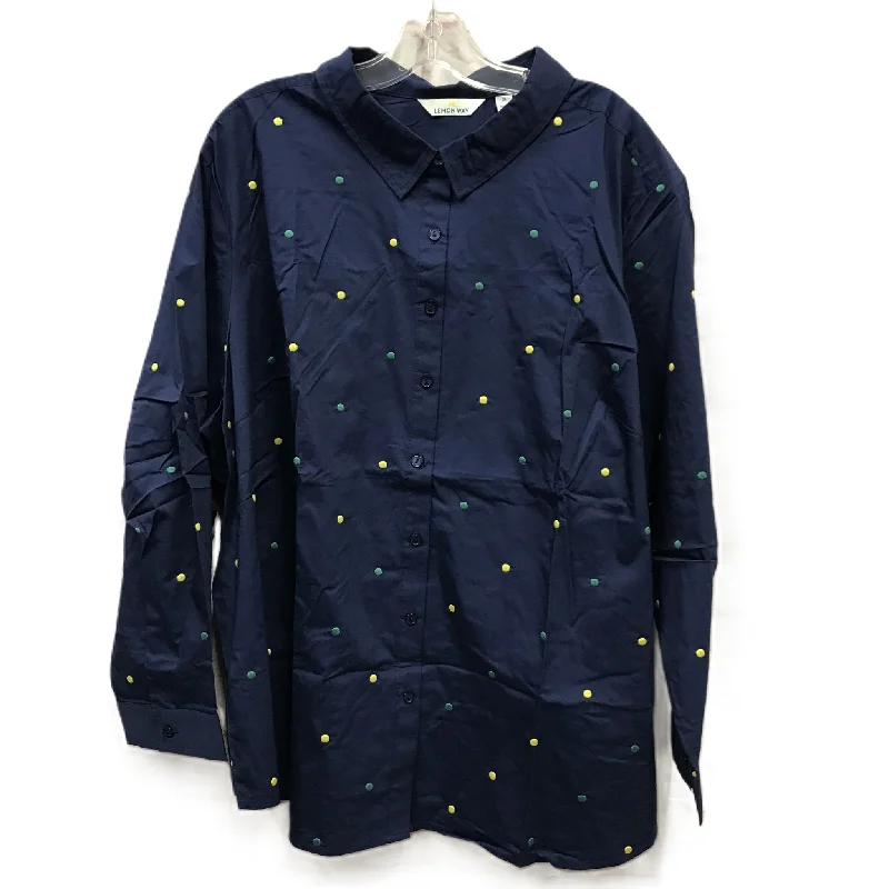 Online Only Blue Top Long Sleeve By lemon way, Size: 3x
