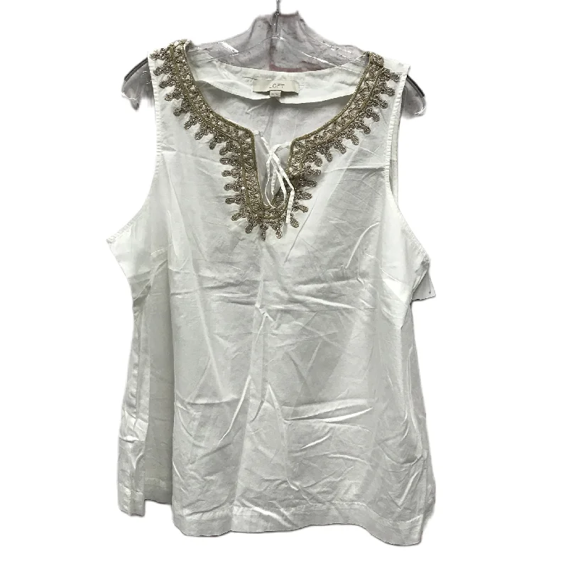 Cream Top Sleeveless By Loft, Size: 1x