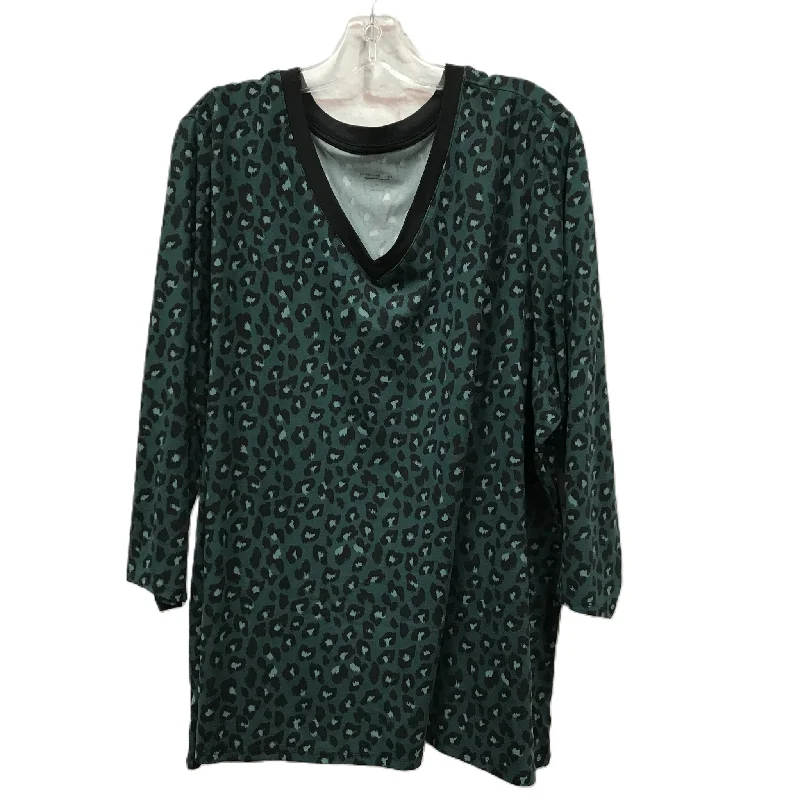 Massive Deals Green Top 3/4 Sleeve Basic By elizabeth & clarke, Size: 3x