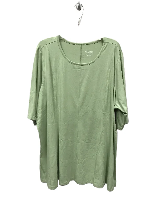Hurry In Green Top Short Sleeve Basic By Denim And Co Qvc, Size: 3x