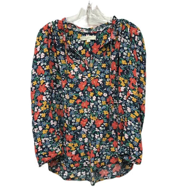 Overstock Multi-colored Top Long Sleeve By Loft, Size: M