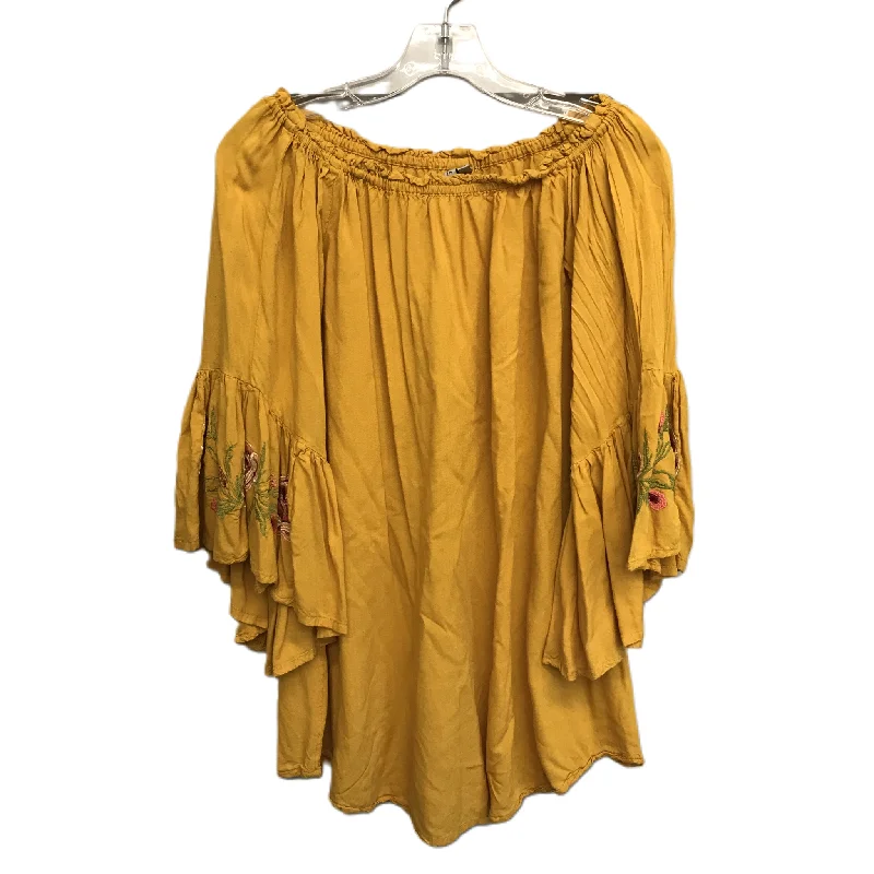 Midnight Madness Yellow Top Long Sleeve By Feathers, Size: M