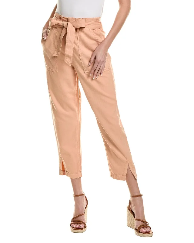 AG Jeans High-Rise Barrel Silk-Blend Paperbag Pant