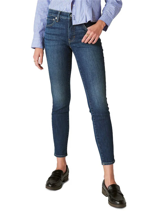 Ava Womens Mid-Rise Dark Wash Skinny Jeans