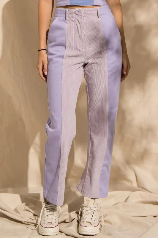 Danielle Split Panel Pants In Lavender