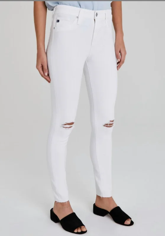 Farrah Skinny Ankle Jeans In Destructed White