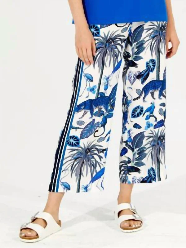 Sandra Trousers In Deep Blue Jungle