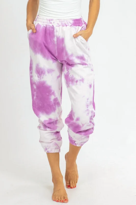 Tie Dye French Terry Joggers In Purple