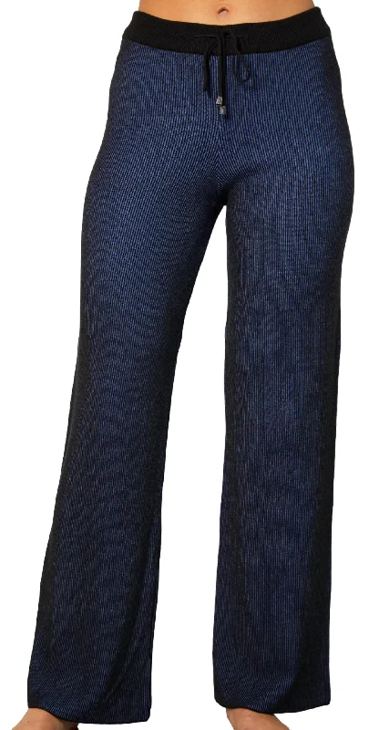 Two Toned Ribbed Pant In Cadet