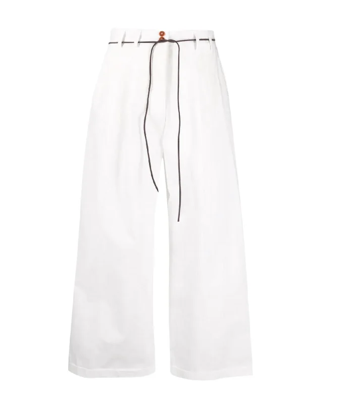 Wide Pleat Trousers In White