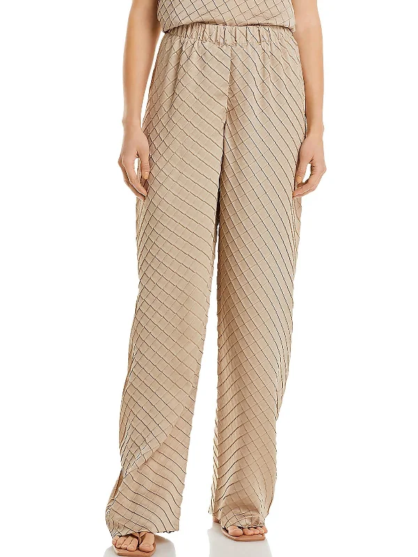 Womens High Rise Textured Palazzo Pants