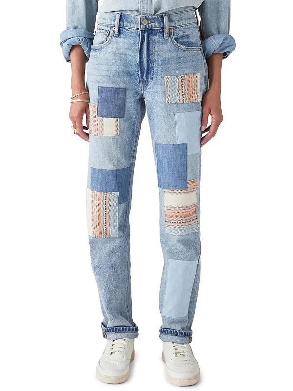 Womens Mid-Rise Relaxed Straight Leg Jeans