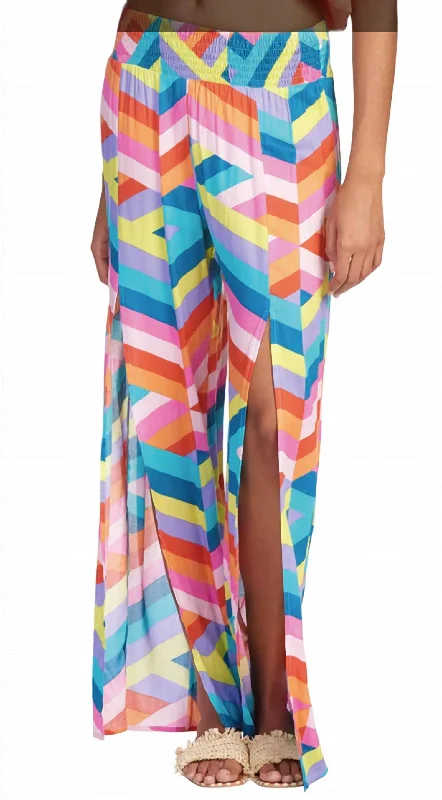 Women's Pant With Front Slit In Multi