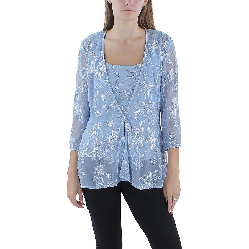 Alex Evenings Womens 2PC Sequined Blouse