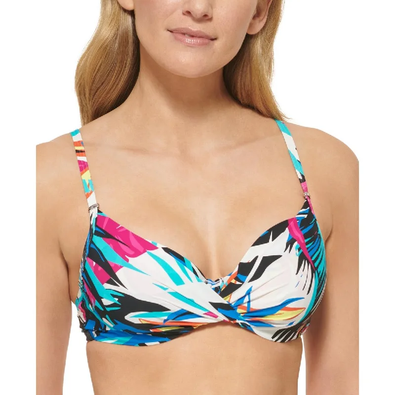 Calvin Klein Womens Printed Bikini Bikini Swim top