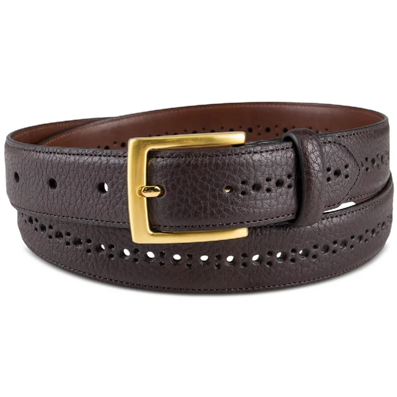 Club Room Mens Faux Leather Brogue Casual Belt