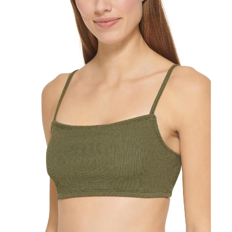 DKNY Womens Ribbed Solid Bikini Swim top