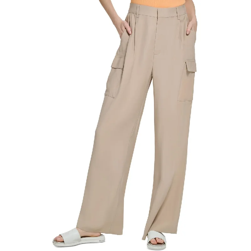 DKNY Womens Wide Leg Utility Trouser Pants