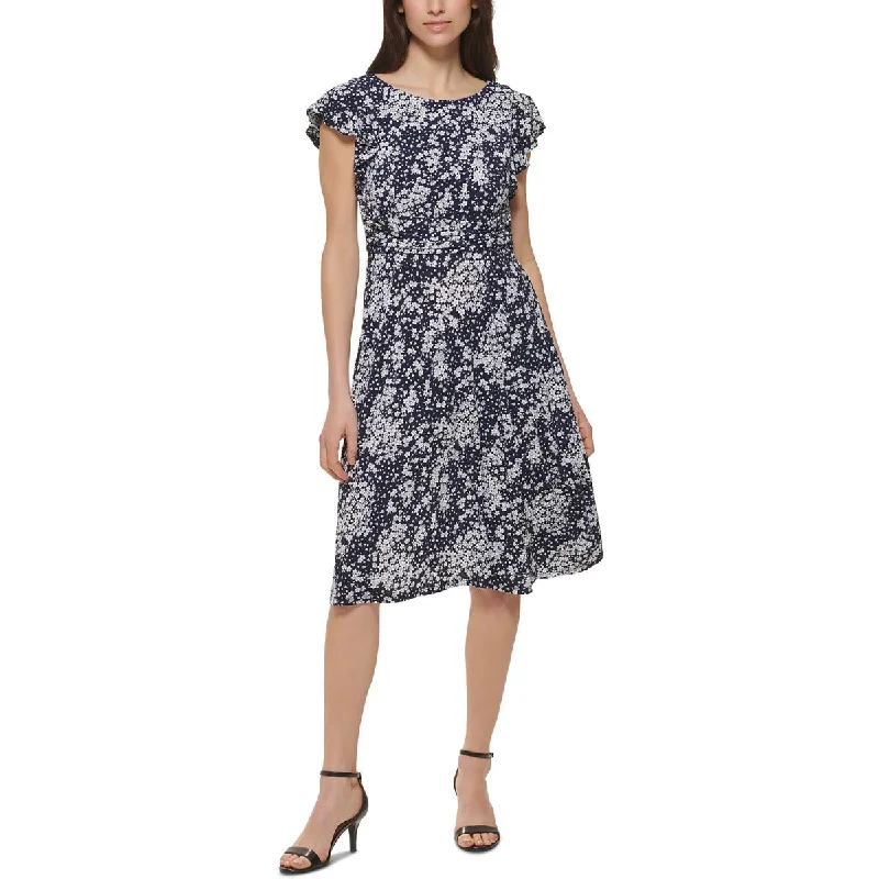 Jessica Howard Womens Petites Jersey Midi Fit & Flare Dress