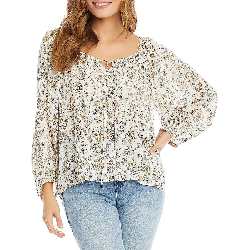 Karen Kane Womens Paisley Boatneck Pullover Top