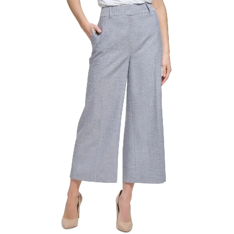 Tommy Hilfiger Womens High Rise Cropped Wide Leg Pants